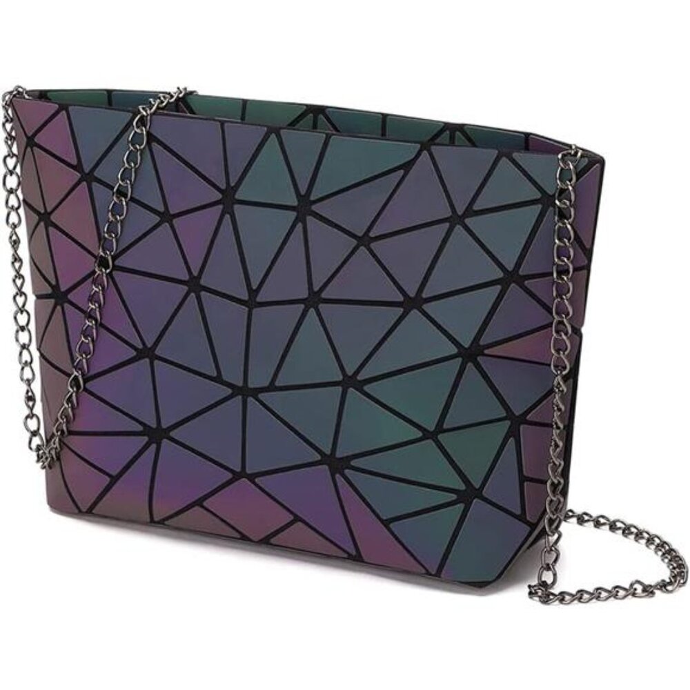 Holographic Purse Geometric Purse Luminous Handbag Purse and Wallet for Women